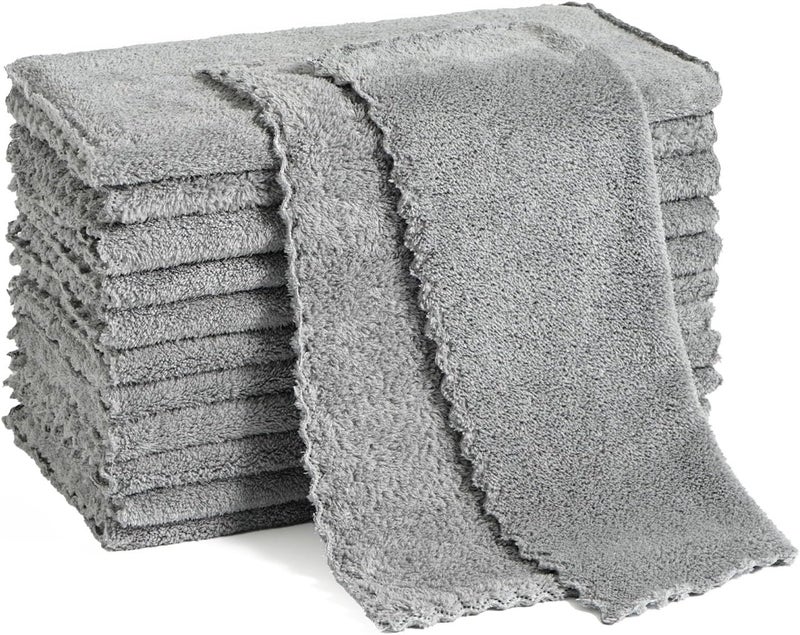 Neessno 12 Pack Cleaning Cloth,Ultra Soft Absorbent Quick Drying Microfiber Cleaning Rags,No Scratches,Reusable,Washable,Lint Free Cleaning Towels for Kitchen,Window,Glass,car,11.8"×11.8"(Dark Grey) - Image 1